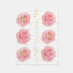 Rosa und goldene Flora Fleecedecke