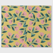 Rosa und goldene Flora Geschenkpapier (Flach)