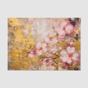 Rosa und goldene Flora Seidenpapier