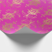 Rosa und goldene Foil Arabian Bollywood Geschenkpapier (Ecke)