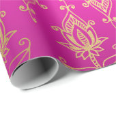 Rosa und goldene Foil Arabian Bollywood Geschenkpapier (Rolleneckpunkt)