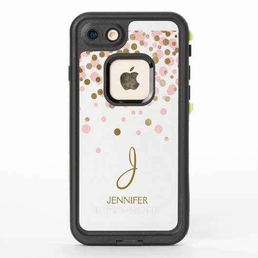 Rosa und goldene Foil Confetti Monogram (Rückseite)