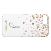 Rosa und goldene Foil Confetti Monogram Case-Mate iPhone Hülle (Rückseite (Horizontal))