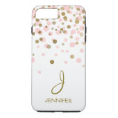 Rosa und goldene Foil Confetti Monogram Case-Mate iPhone Hülle (Rückseite)