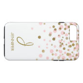Rosa und goldene Foil Confetti Monogram Case-Mate iPhone Hülle (Rückseite (Horizontal))