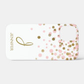 Rosa und goldene Foil Girly Confetti Monogram Case-Mate iPhone Hülle (Rückseite (Horizontal))