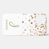 Rosa und goldene Foil Girly Confetti Monogram Case-Mate iPhone Hülle (Rückseite (Horizontal))