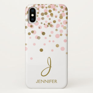 Rosa und goldene Foil Girly Confetti Monogram Case-Mate iPhone Hülle