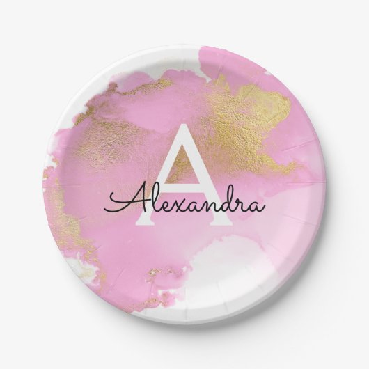 Rosa und goldene Foil Wash Girl Pappteller (Vorderseite)