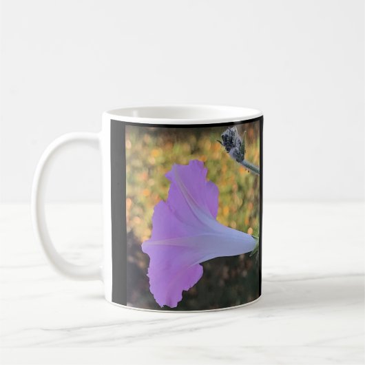 Rosa und goldene funkelnde Prunkwinde Kaffeetasse (Links)