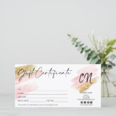 Rosa und goldene Geschenkkarte (Stehend Vorderseite)