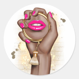 Rosa und goldene Glam Chic Runder Aufkleber