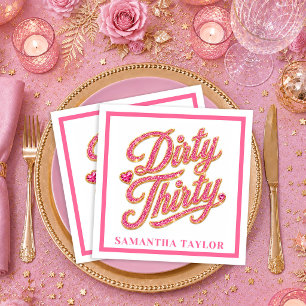 Rosa und goldene Glitter-Funkel-Dirty-Thirty-Servi Serviette