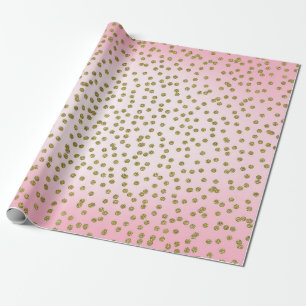 Rosa und goldene Glitter-Konfetti-Punkte Trendiger Geschenkpapier