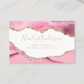 Rosa und goldene Glitzer Aquarellfarbe Gilde Agate Visitenkarte (Vorderseite)