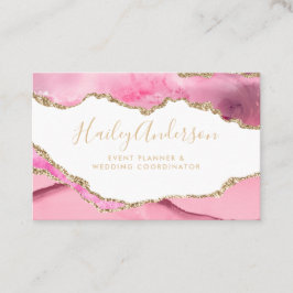Rosa und goldene Glitzer Aquarellfarbe Gilde Agate Visitenkarte