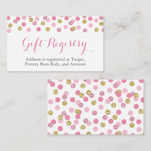 Rosa und goldene Glitzer - Beipackzettel für die R Begleitkarte (Vorne/Hinten)