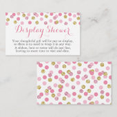 Rosa und goldene Glitzer Display Dusch-Einsteckkar Begleitkarte (Vorne/Hinten)