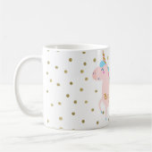 Rosa und goldene Glitzer Einhorn Confetti Dots Kaffeetasse (Links)