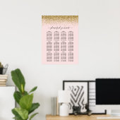 Rosa und goldene Glitzer Hochzeitskarte Poster (Heimbüro)