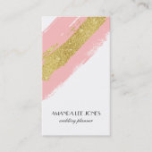 Rosa und goldene Glitzer Pinselstriche Visitenkarte (Vorderseite)