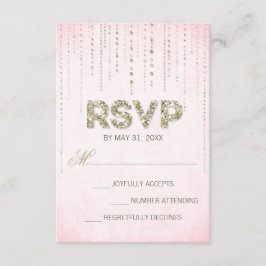 Rosa und goldene Glitzer schauen RSVP-Hochzeitkart RSVP Karte