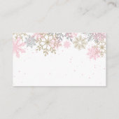 Rosa und goldene Glitzer Schneeflocken Platzkarten Begleitkarte (Rückseite)