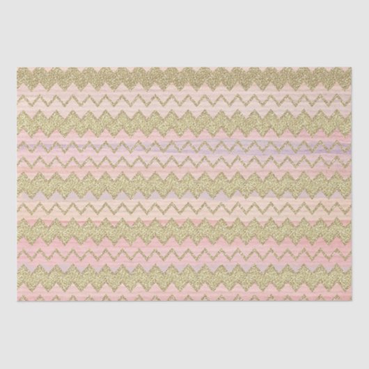Rosa und goldene Glitzer Wavy Stripes Seidenpapier (Vorderseite)
