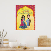 Rosa und goldene Grenze indische Hochzeitsempfang Poster (Küche)