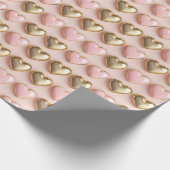 Rosa und goldene Herzen Geschenkpapier (Ecke)
