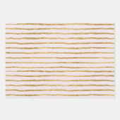 Rosa und goldene Herzen und Linien Geschenkpapier Set (Vorderseite)