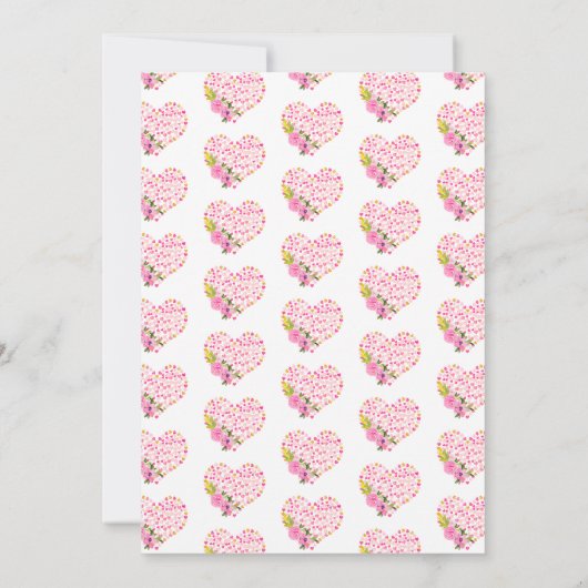 Rosa und goldene Herzen Valentinische Hochzeit Einladung (Rückseite)