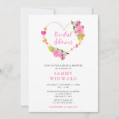 Rosa und goldene Herzen Valentinisches Brautparty Einladung (Vorderseite)