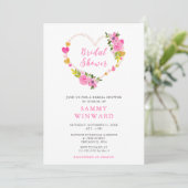 Rosa und goldene Herzen Valentinisches Brautparty Einladung (Stehend Vorderseite)