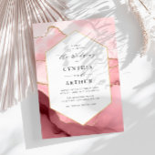 Rosa und goldene Hochzeit im eleganten Rahmen Einladung