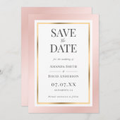 Rosa und goldene Hochzeit in elegantem Rosa Save The Date (Vorne/Hinten)
