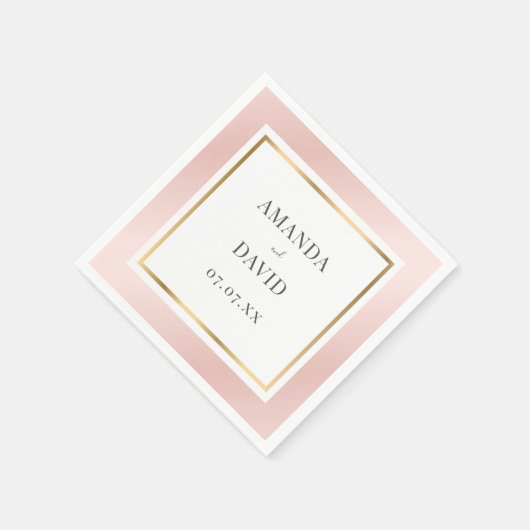 Rosa und goldene Hochzeit in elegantem Rosa Serviette (Ecke)