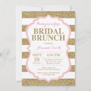 Rosa und Goldene Hochzeits-Brunch-Einladung Glitte Einladung