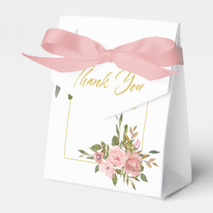 Rosa und goldene Hochzeits-Dankeschöns mit florale Geschenkschachtel