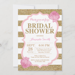 Rosa und Goldene Hochzeitseinladung mit Glitter Einladung