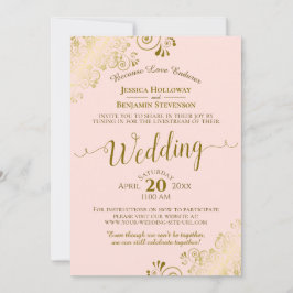 Rosa und goldene Hochzeitsfeier Livestream Einladung