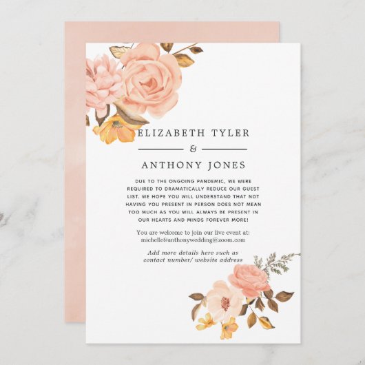 Rosa und goldene Hochzeitsliste Ankündigung (Vorne/Hinten)