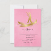 Rosa und goldene italienische Gondel RSVP Karte (Vorderseite)