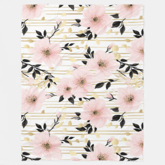 Rosa und goldene Kirschblüten Fleecedecke