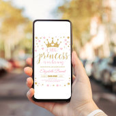 Rosa und goldene kleine Princess-Kinderdusche Einladung