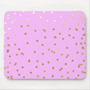 Rosa und goldene Konfetti-Punkte Moderne Glamour E Mousepad