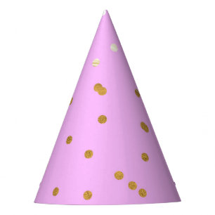 Rosa und goldene Konfetti-Punkte Moderne Glamour E Partyhütchen