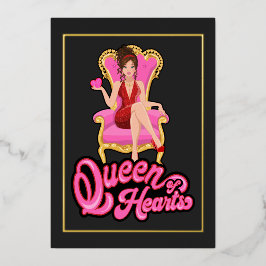 Rosa und goldene Königin des Herzens Geburtstagspa Folieneinladung