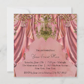 Rosa und goldene Kronleuchter-Party Einladungen (Rückseite)