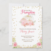 Rosa und goldene Kürbisbrunnendusche Einladung (Vorderseite)